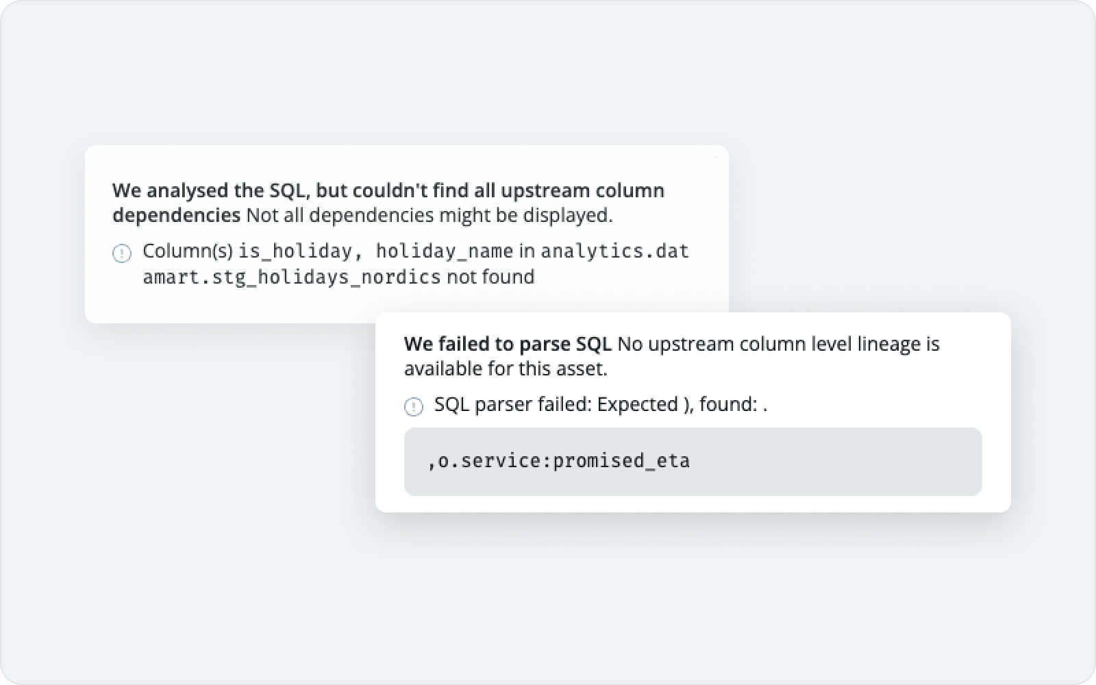 Parsing errors